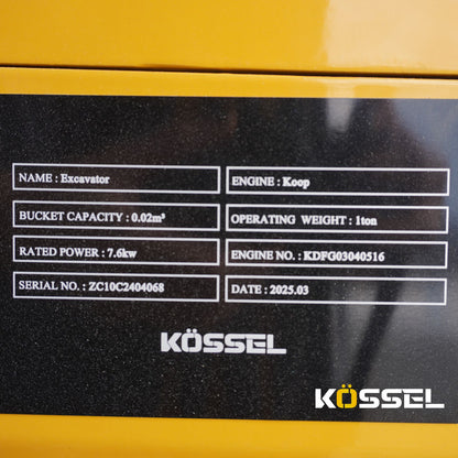 Mini excavadora Nueva 1 Ton Kossel Con Accesorio