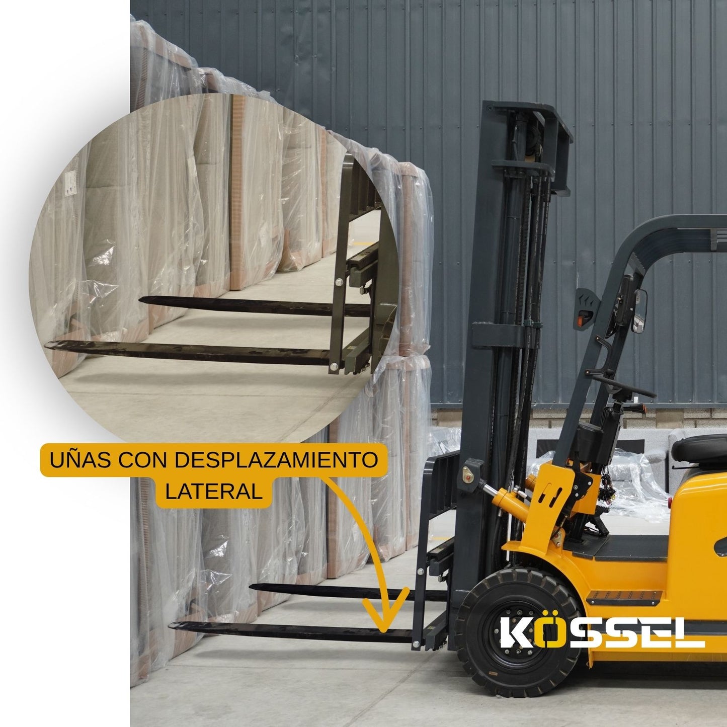 Montacargas Eléctrico 2.5 toneladas 4.5 mts altura max c/desplazamiento